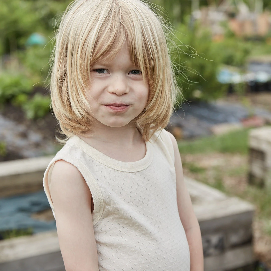 SISKIN Merino Wool/Silk Pointelle Vest - Pearl