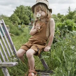 Monty & Co Cotton Porter Short Dungaree - Tan Cotton & Linen