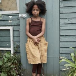 SISKIN Merino Wool/Silk Pointelle Leggings - Chestnut Kids Wool