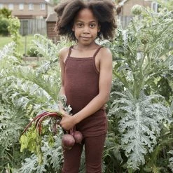 SISKIN Merino Wool/Silk Pointelle Strappy Vest - Chestnut Kids Wool