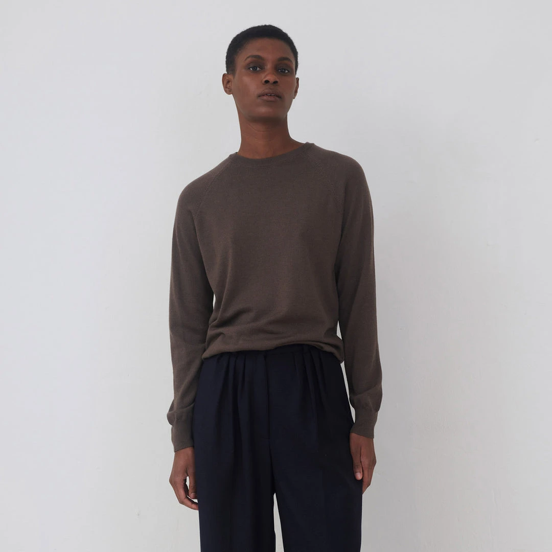 Skall Studio Women's Merino Wool Alessi O-Neck Jumper – Dark Brown Outlet