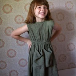 Soor Ploom Organic Cotton Orla Dress - Dill