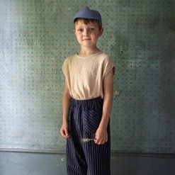 Soor Ploom Cotton & Linen Linen/Cotton Otto Trousers - Dark Ticking Stripe
