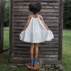 Soor Ploom Linen Prim Dress - Graph Paper