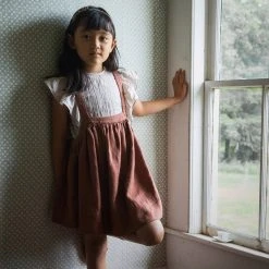 Soor Ploom Linen Eloise Pinafore - Henna Cotton & Linen