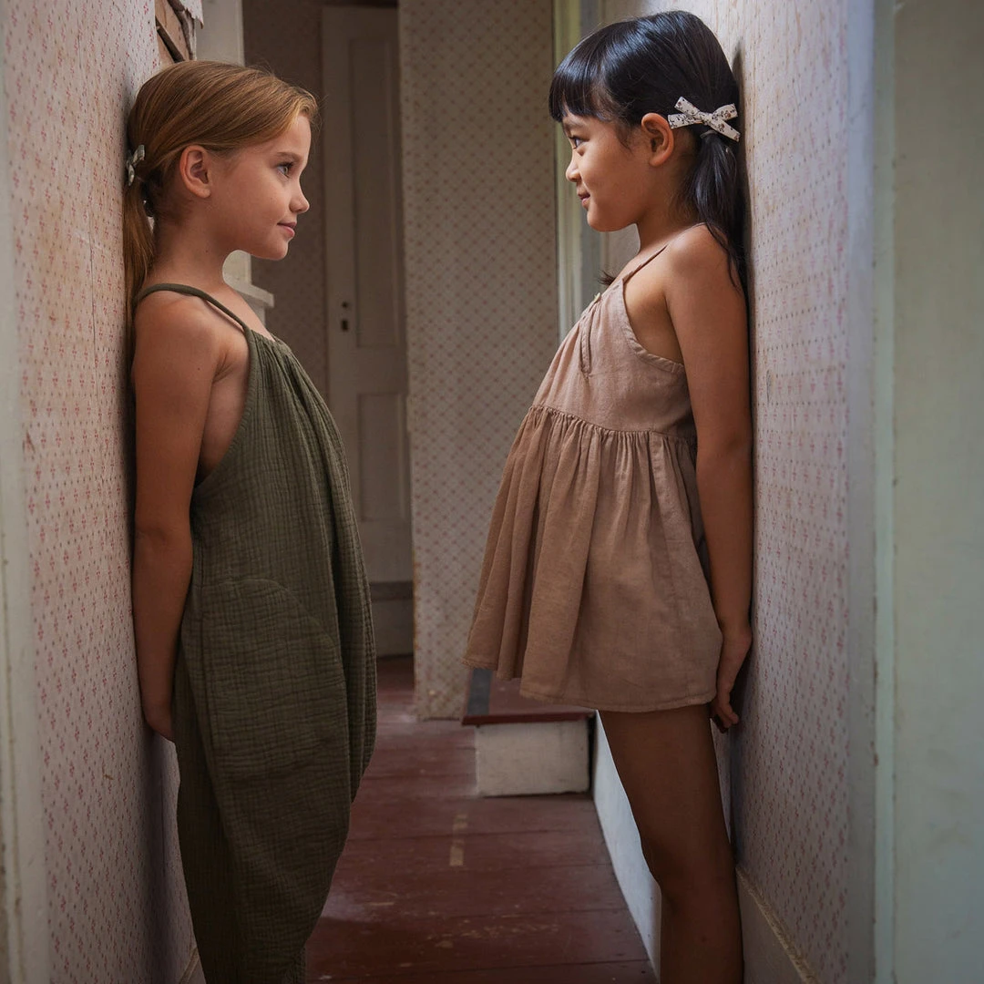 Soor Ploom Cotton Ines Romper - Dill