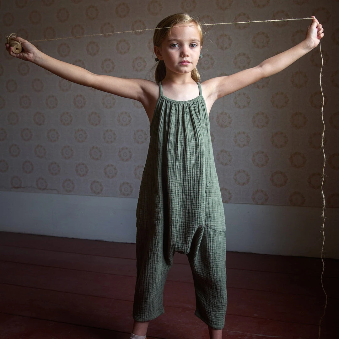 Soor Ploom Cotton Ines Romper - Dill