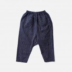 Soor Ploom Cotton & Linen Linen/Cotton Otto Trousers - Dark Ticking Stripe