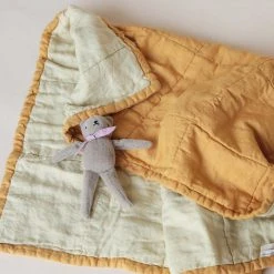 Summer & Storm Baby Gifts Linen Stonewashed Quilted Duvet/Play Mat - Sunshine & Pastel