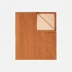 Summer & Storm Linen Stonewashed Quilted Duvet/Play Mat - Tobacco & Biscuit Baby Gifts