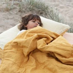 Summer & Storm Baby Gifts Linen Stonewashed Quilted Duvet/Play Mat - Sunshine & Pastel