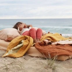 Summer & Storm Linen Stonewashed Quilted Duvet/Play Mat - Tobacco & Biscuit Baby Gifts