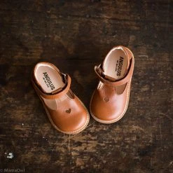 Angulus Toddler T-Bar Heart Shoes - Cognac