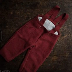 Disana Baby Wool Exclusive Organic Boiled Merino Wool Pocket Dungarees - Bordeaux