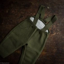 Disana Exclusive Organic Boiled Merino Wool Pocket Dungarees - Olive