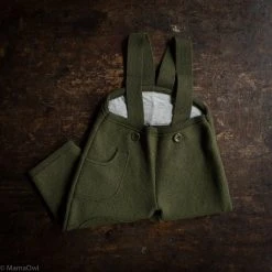 Disana Exclusive Organic Boiled Merino Wool Pocket Dungarees - Olive