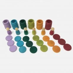 Grapat Wooden Nins, Rings And Coins - Earth Colours