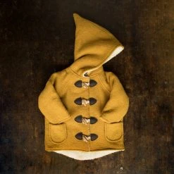 Kleine Schobbejak Kids Wool Wool/Cotton Sherpa Pixie Hooded Coat - Ochre