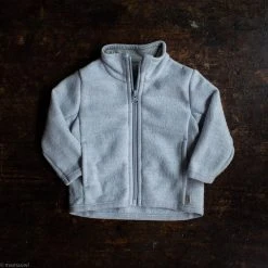 Disana Organic Light Weight Boiled Merino Wool Zip Jacket - Light Grey