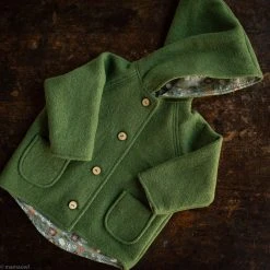 Kleine Schobbejak Exclusive Autumn Wool Pixie Hooded Jacket - Moss Green Baby Wool