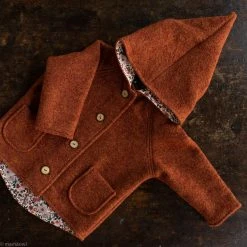 Kleine Schobbejak Exclusive Autumn Wool Pixie Hooded Jacket - Autumn Leaf Baby Wool