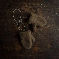 Alwero Kids Wool Wool Teddy Fleece Mittens - Bark