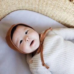 Briar Baby Linen Bonnet - Rust