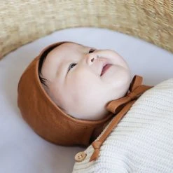 Briar Baby Linen Bonnet - Rust