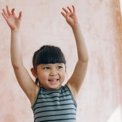 Chasing Windmills Baby Wool Merino Wool Short Johns Set - Agave/Navy Stripe