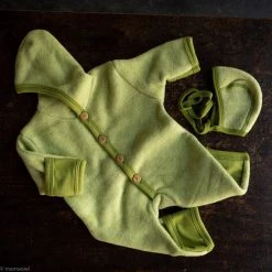 Cosilana Organic Merino Wool/Cotton Fleece Snuggle Suit - Green