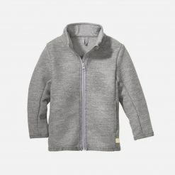 Disana Organic Light Weight Boiled Merino Wool Zip Jacket - Light Grey