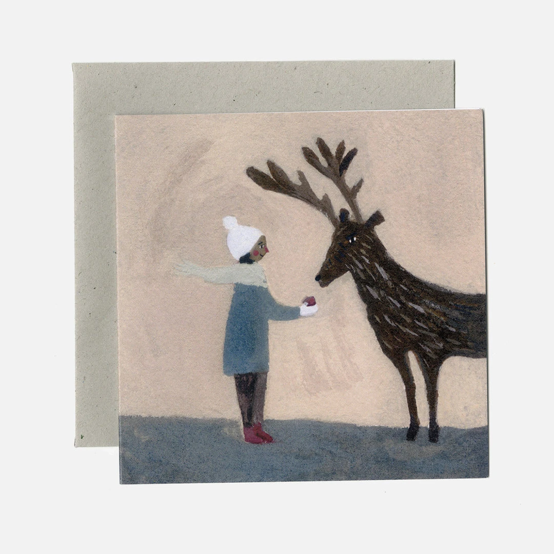Gemma Koomen Greeting Card - An Apple For Reindeer