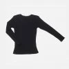 JOHA Women's Merino Wool LS Top With Lace - Black Adults
