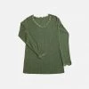 JOHA Adults Women's Wool/Silk Rib LS Lace Top - Jade