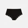 JOHA Women's Wool/Silk Rib Lace Hipsters - Black