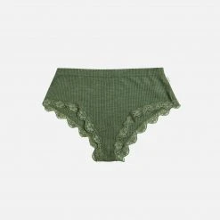 JOHA Adults Women's Wool/Silk Rib Lace Hipsters - Jade