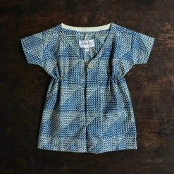 Kamso Baby Wax Cotton Fola Playsuit - Blue Tile Cotton & Linen