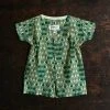 Kamso Cotton & Linen Baby Wax Cotton Fola Playsuit - Emerald Layer
