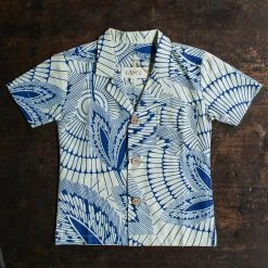 Kamso Wax Cotton Temi Shirt - Navy Leaf