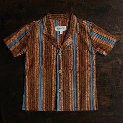 Kamso Wax Cotton Temi Shirt - Golden Stripe Cotton & Linen