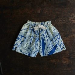 Kamso Wax Cotton Temi Shorts - Navy Leaf Cotton & Linen