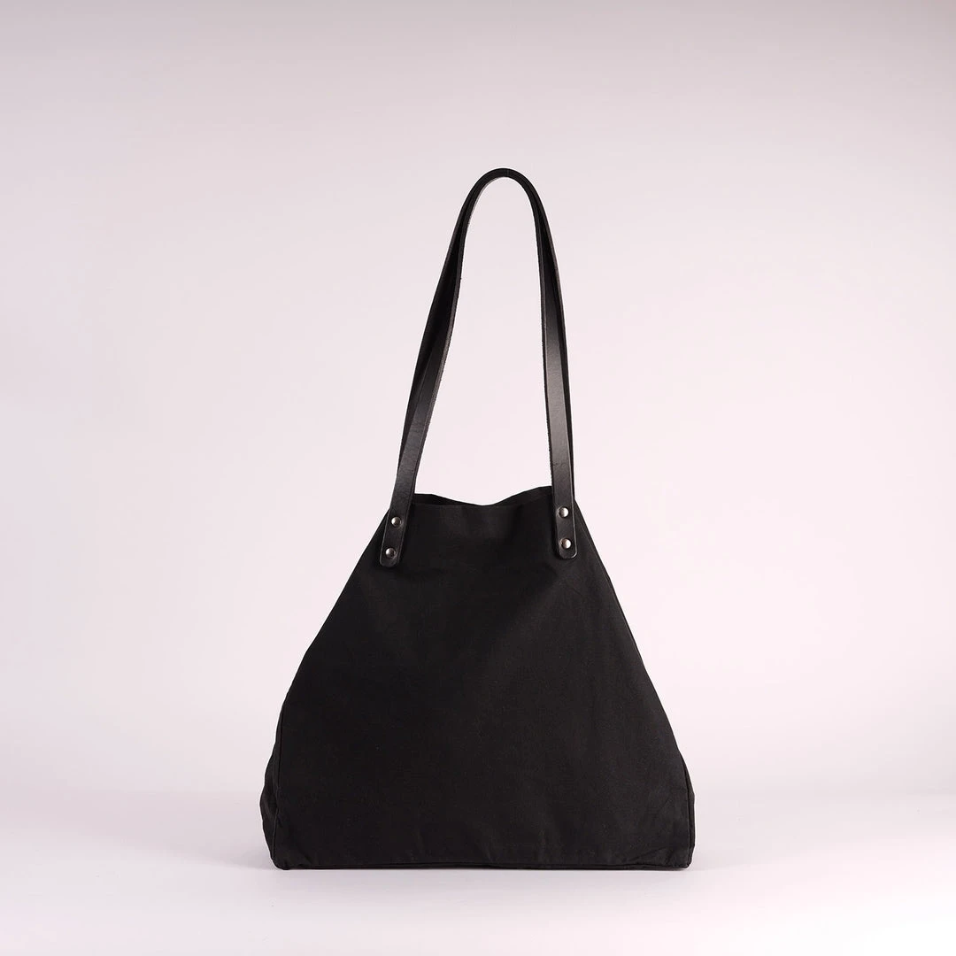 Kate Sheridan Waxed Cotton Midi Tote - Black