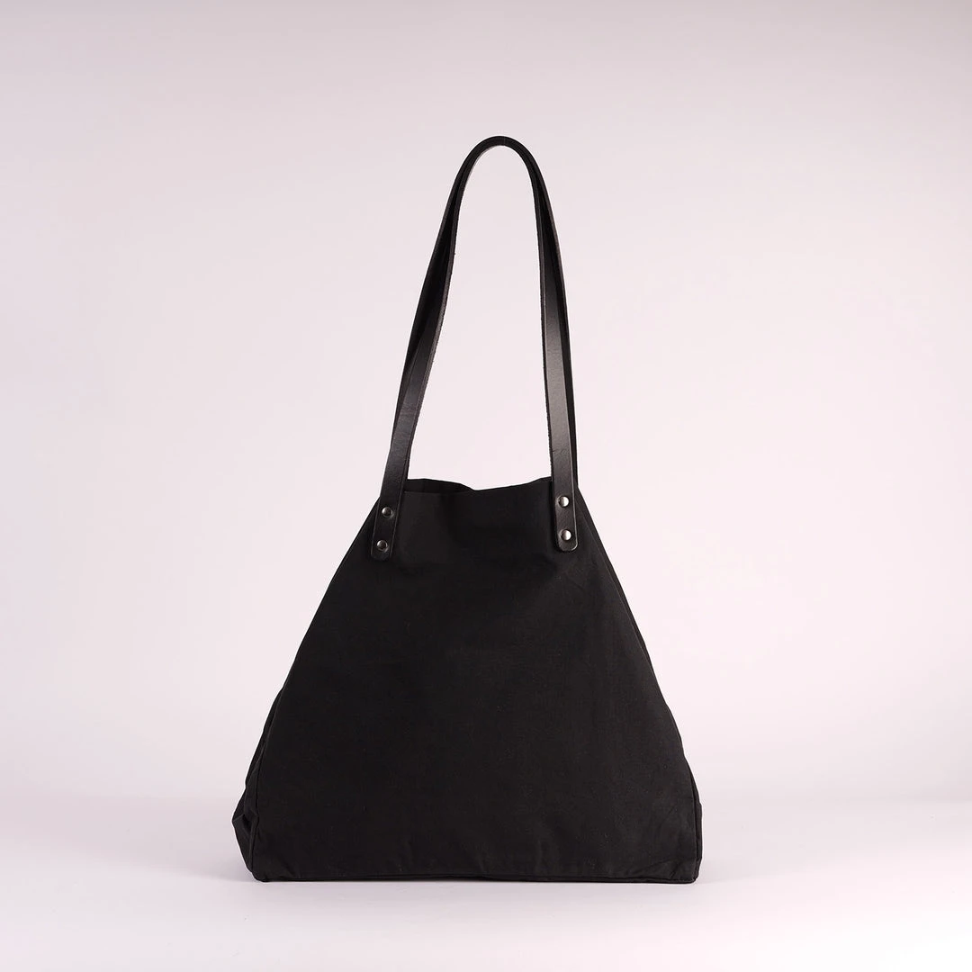 Kate Sheridan Waxed Cotton Midi Tote - Black
