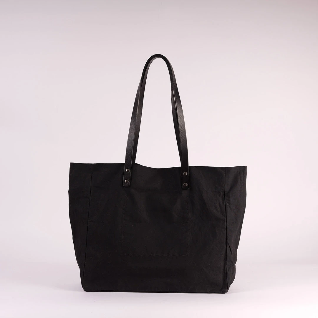 Kate Sheridan Waxed Cotton Midi Tote - Black