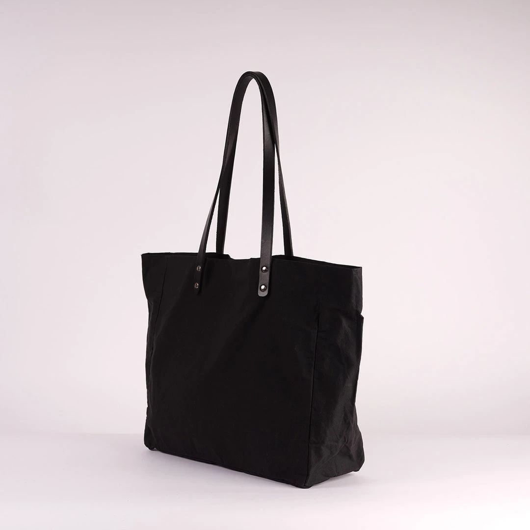 Kate Sheridan Waxed Cotton Midi Tote - Black