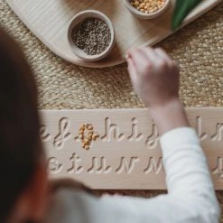 The Little Coach House Wooden Cursive Alphabet Board - Natural