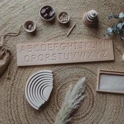 The Little Coach House Wooden Cursive Alphabet Board - Natural