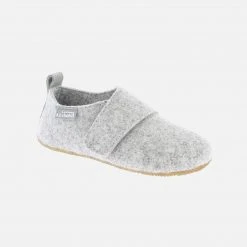 Living Kitzbühel Adults Adult’s Felted Wool Velcro Slippers - Light Grey