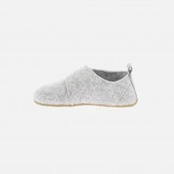 Living Kitzbühel Adults Adult’s Felted Wool Velcro Slippers - Light Grey