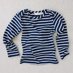 Mabo Organic Cotton LS Tee - Blue/Natural Stripe